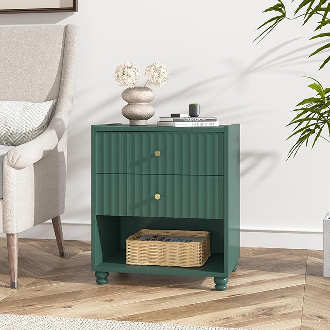 Modern Nightstand, Fluted End Table - Image 6