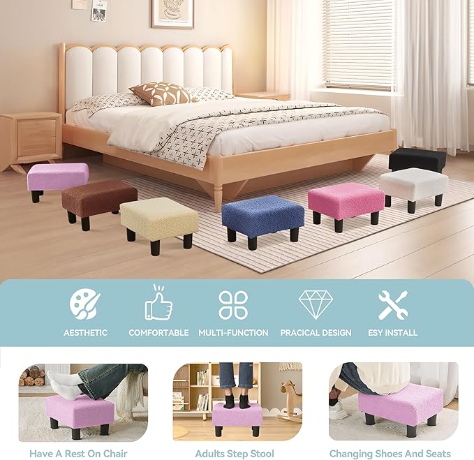 BRIAN & DANY Small Foot Stool Ottoman, Footstool - Image 3