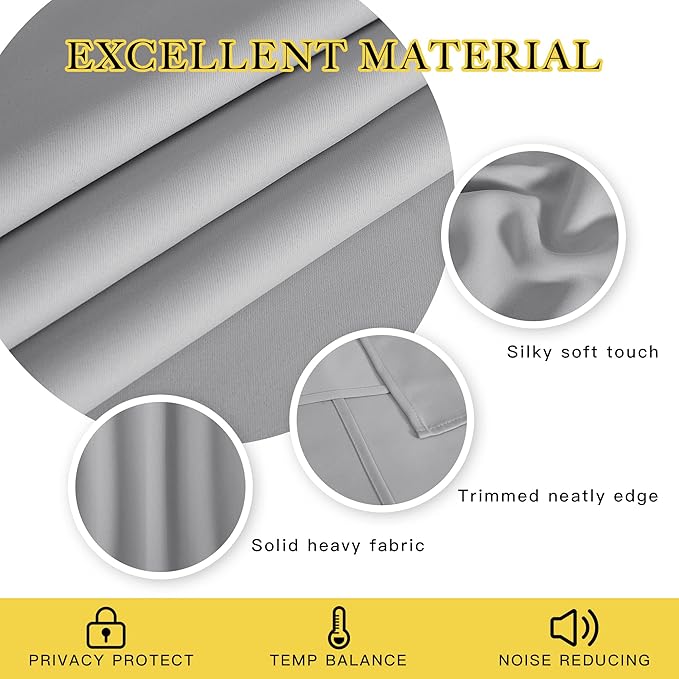 NICETOWN Silver Grey Blackout Curtains - Image 2