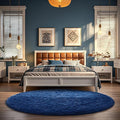 Ophanie Round Rug 5Ft Blue Circle Area Rug, Boys Room Decor, Fluffy Fuzzy by Ophanie