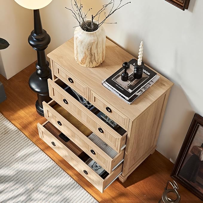 Farmhouse 5 Drawer Dresser for Bedroom, 33.2" Tall Small Dressers & Chest of - Image 5