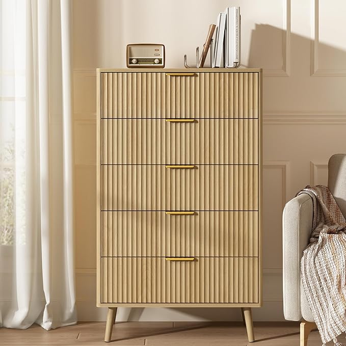 CARPETNAL Fluted 5 Drawers Dresser - Image 3