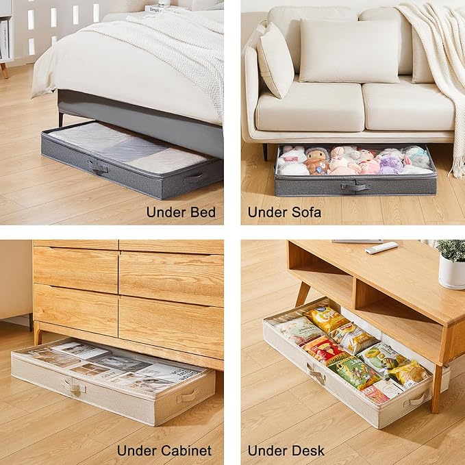 3 Pack Under Bed Storage Containers, Low Profile Underbed Shoes and Clothes - Image 4