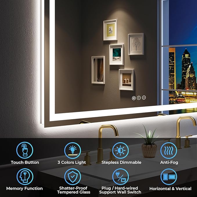 YEELAIT 55x36 Inch LED Bathroom Mirror - Image 2