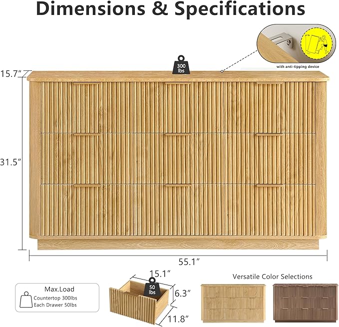 win2win 9 Drawer Dresser, Modern Dresser - Image 2