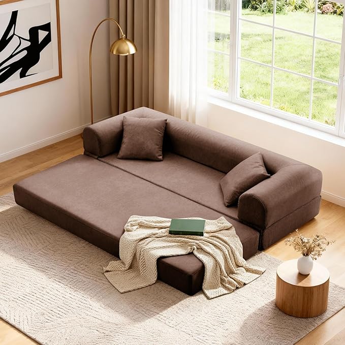 Convertible Folding Sofa Bed, 78.5 Inch Faux Leather Futon Couch - Image 8