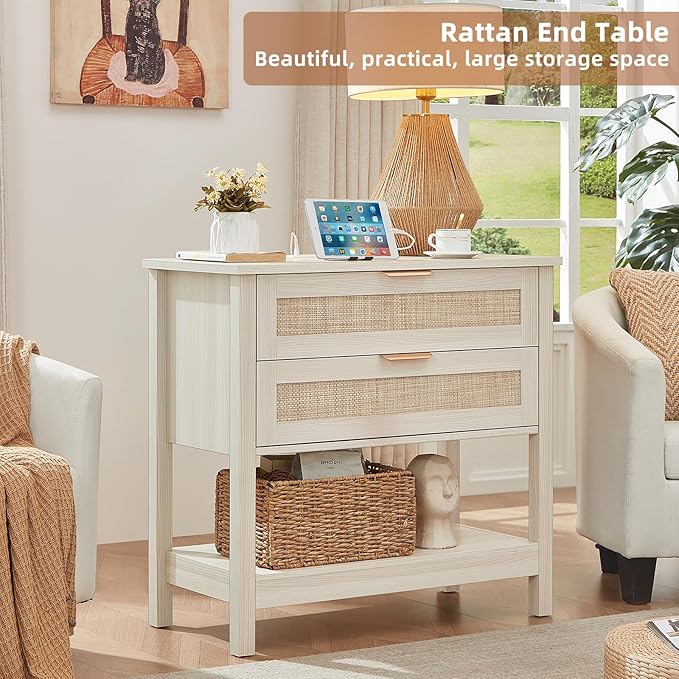 LEYAOYAO 31.5" Wide Rattan Night Stand Set 2 - Image 3
