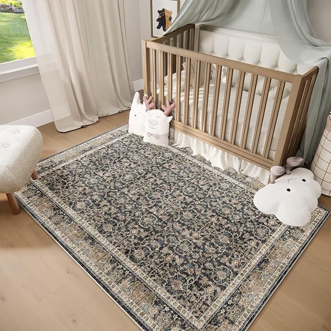 Washable 3x5 Entryway Rug, Boho Non-Slip Vintage Distress Small Rugs - Image 3