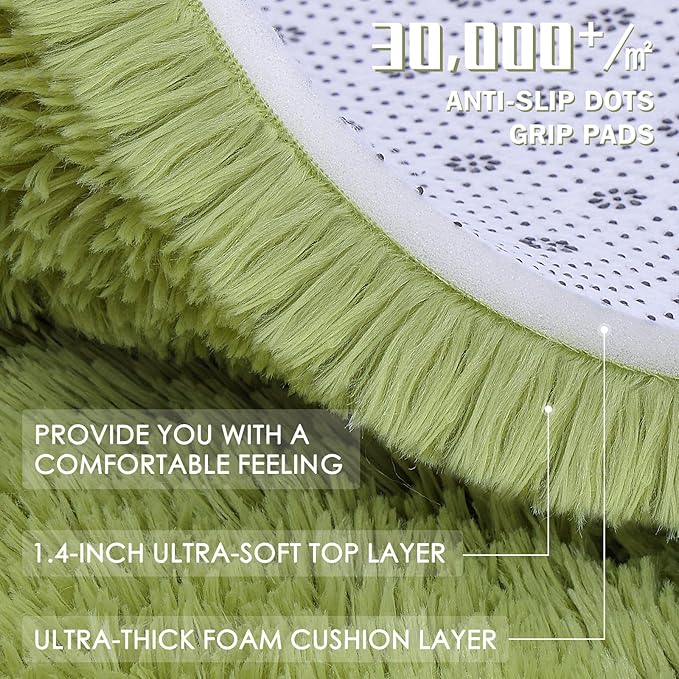 OLANLY Grass Green Round Rugs for Bedroom - Image 6