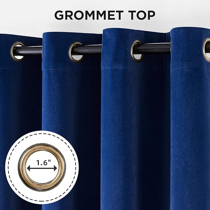 Joydeco Royal Blue 100% Blackout Curtains 90 Inch 2 Panels, Luxury Thermal - Image 3