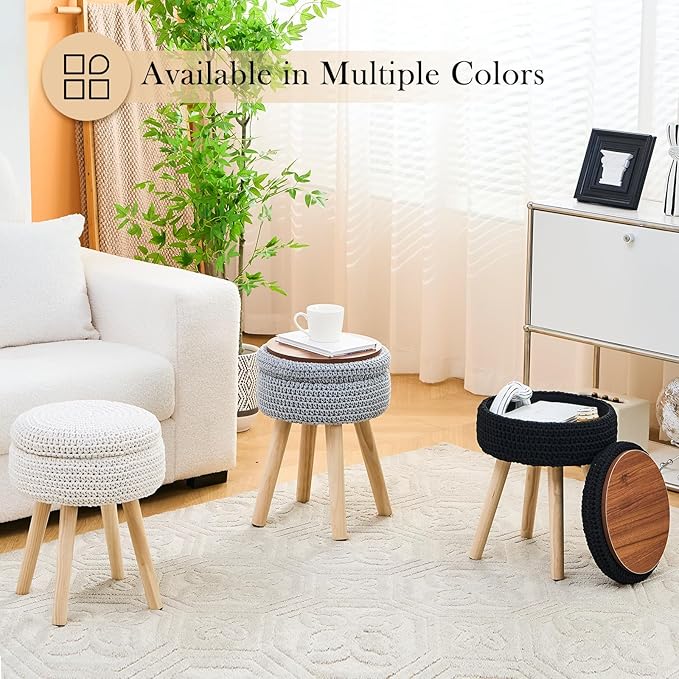 LGENHOOM Round Foot Stool Ottoman - Image 8