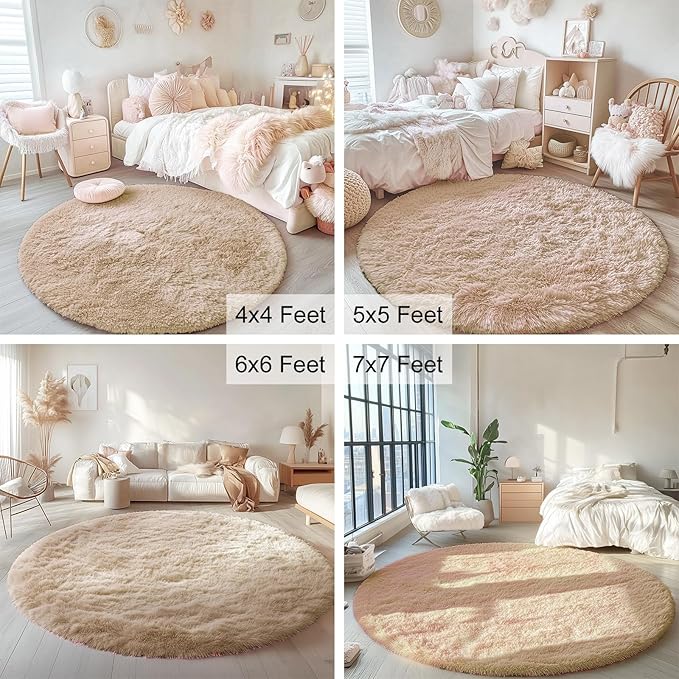 OLANLY Beige Round Rugs for Bedroom - Image 8