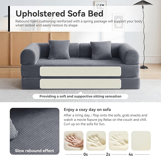 Sofa Bed, Corduroy Sleeper Sofa Bed - Image 5