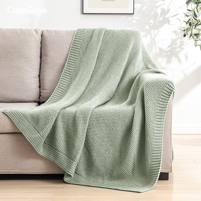 CozeCube Sage Green Throw Blanket - Image 4