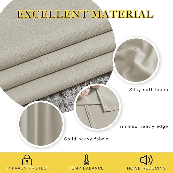 NICETOWN Natural Room Darkening Sliding Door Curtains, Window Treatment Thermal - Image 4