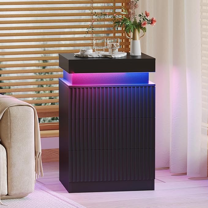 Nightstand Set of 2 for Bedroom, LED Nightstand - Image 8