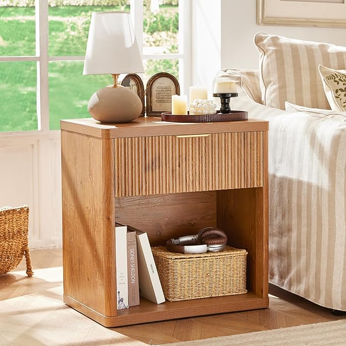 LEYAOYAO 48" Wide Fluted Dresser and 1 Drawers 23" Nightstand Set of 2 - Image 7