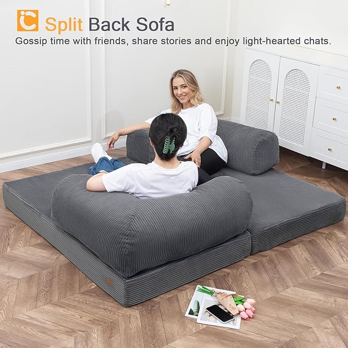 COMAX Futon Sofa Bed, 4-in-1 Floor Foldable Sofa Couch Queen - Image 3