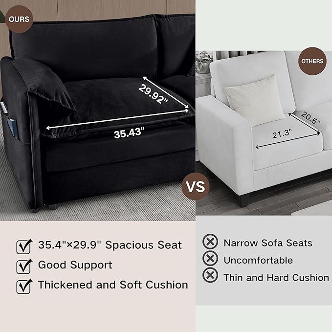 KEIKI Oversized Accent Chair Set of 2, Chenille Modern Comfy Deep Seat Large - Image 4