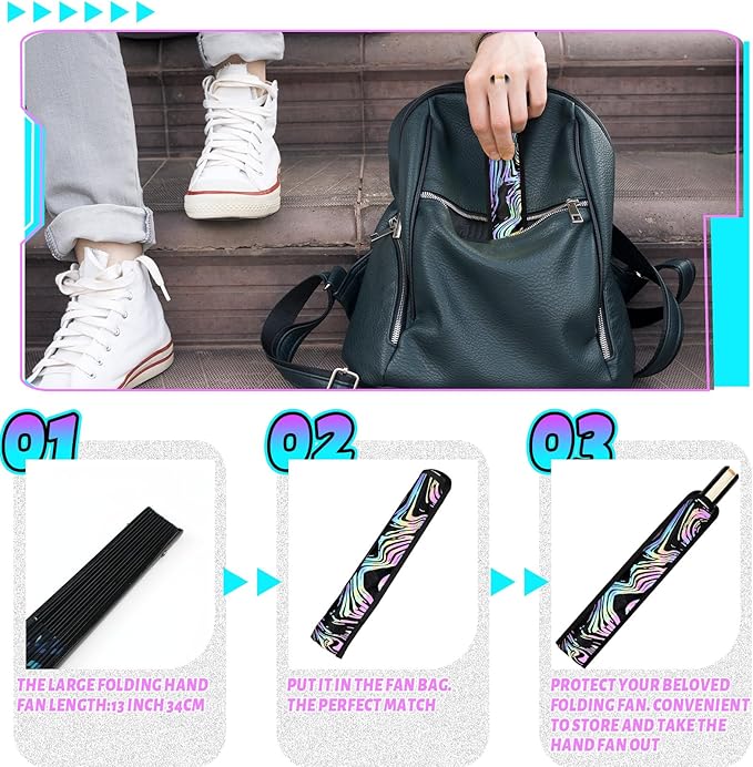 Summer Rave Fan Thigh Holster Rave Fan Holder Folding Hand Pouch Foldable - Image 5