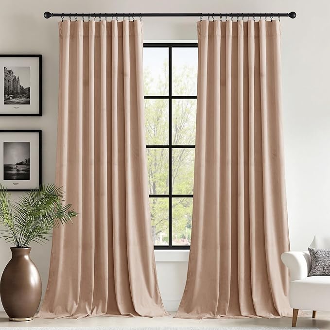 StangH Velvet Drapes for Bedroom Nursery Girls Blush Beige Light Reducing by StangH