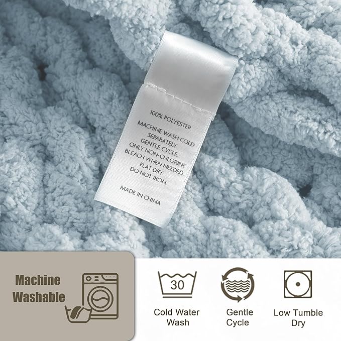 Chunky Knit Throw Blanket 50"X 60", 100% Handmade - Image 5