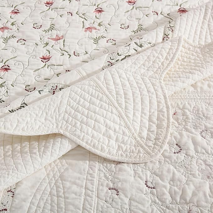 MarCielo 3-Piece 100% Cotton Oversized Bedspread Lightweight Quilt Coverlet - Image 5