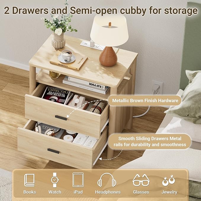 FavourLife Night Stand Set 2, Large Nightstand - Image 6