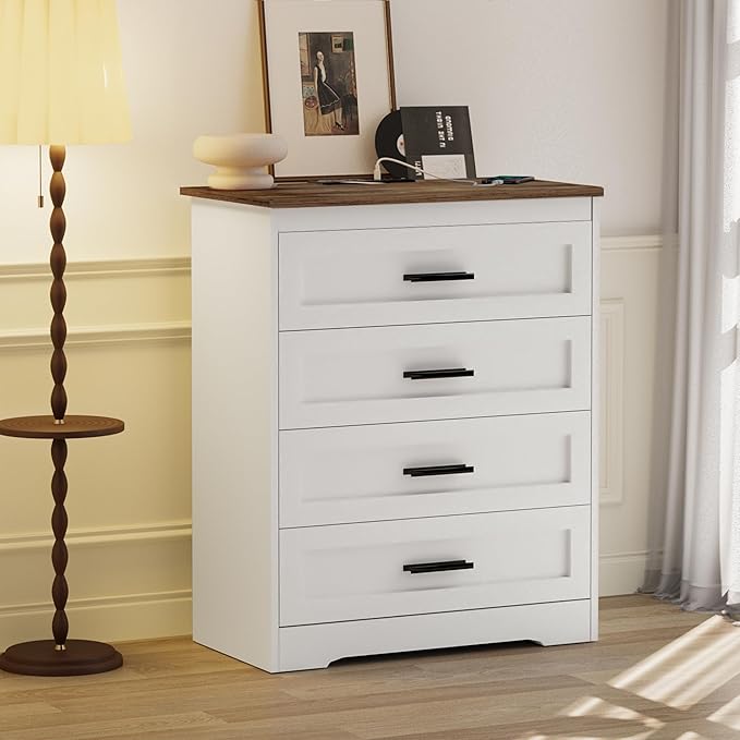 Farmhouse 4 Drawers Dresser for Bedroom Rustic Chest of Drawers - Image 9