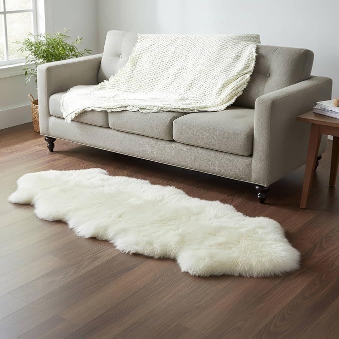 Real Sheepskin Rug 2' x 6' Double Pelt – Natural Genuine Sheep Skin - Image 8