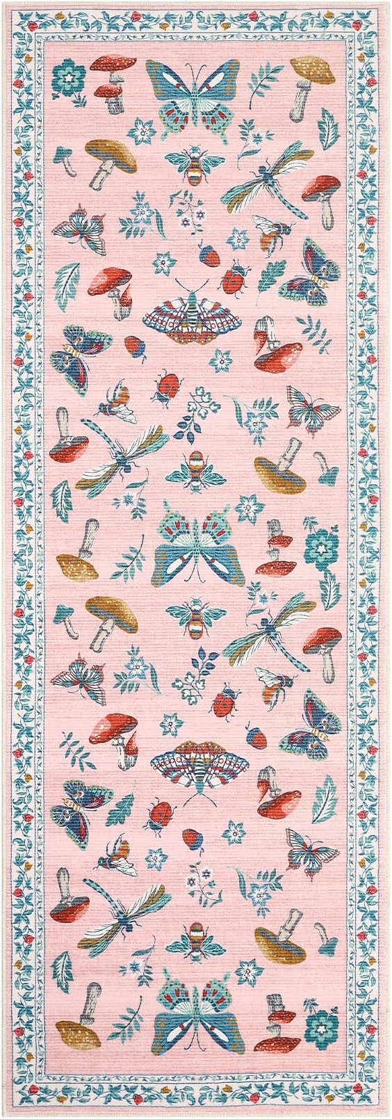 Mushroom Insect 2x6 Runner Rug for Hallway Washable Kitchen Rugs Non Slip - Image 4
