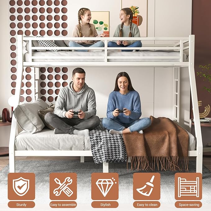 Twin XL Over Queen Bunk Bed Frame, Heavy Duty Metal Loft Bed - Image 4