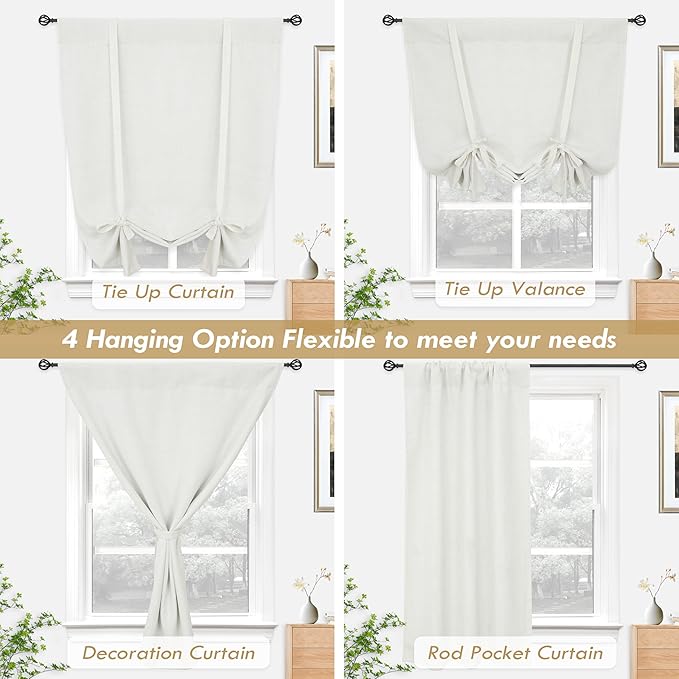 DriftAway Double Layer Linen Blackout Tie Up Curtains Thermal Insulated Fully - Image 9