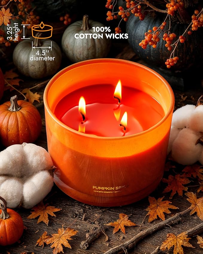 96NORTH Luxury Pumpkin Soy Candle | Large 3 Wick Jar Candle | Halloween & Fall - Image 5