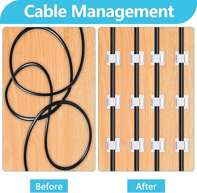 Abnii 100PCS Adhesive Cable Clips, Wire Holder Organizer, Cord Management - Image 6