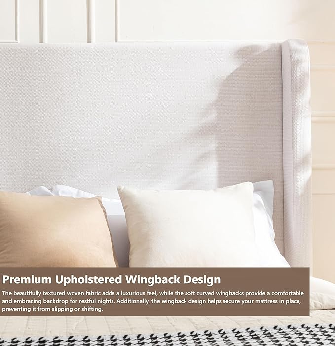 Harper Upholstered Wingback Bed Frame - Image 7