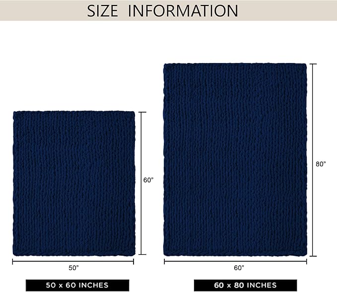 Chunky Knit Throw Blanket 60"X 80", 100% Handmade - Image 3