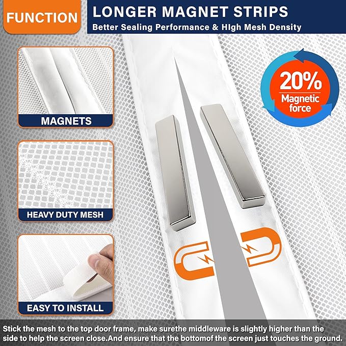 Magnetic Screen Door, Keep Bugs Out, Pet & Kid Friendly，Works - Image 5