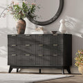 47'' Wide 6 Drawers Dresser for Bedroom, Modern Fluted Vertical Chest by TROJMHome