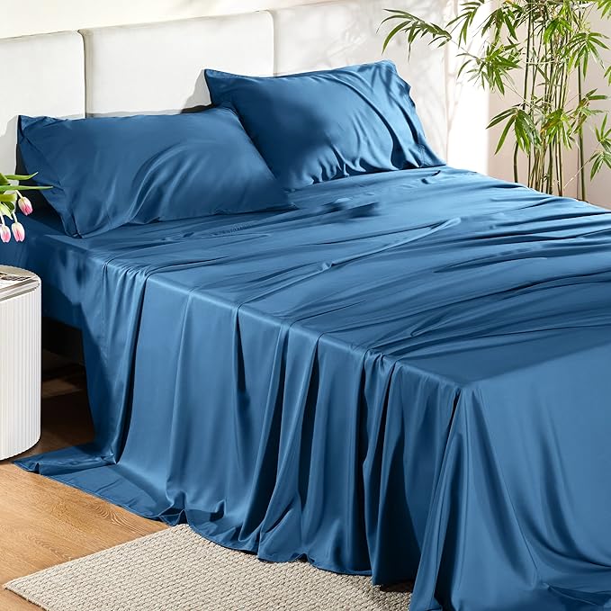 Bedsure Queen Sheet Set, Rayon Derived from Bamboo, Cooling Sheets, Deep Pocket by BEDSURE