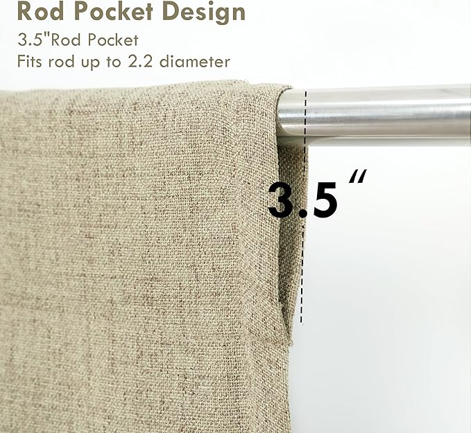 DriftAway Double Layer Linen Blackout Tie Up Curtains Thermal Insulated Fully - Image 3