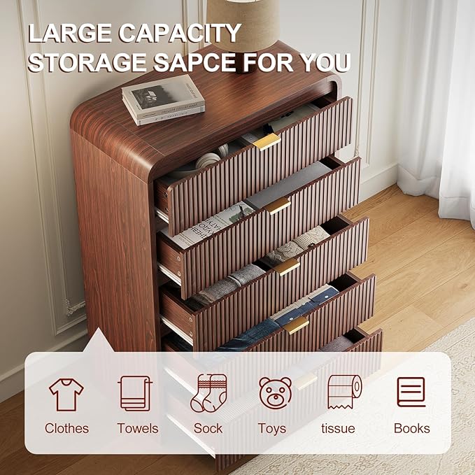 FURSUN Fluted 5 Drawers Dresser - Image 3