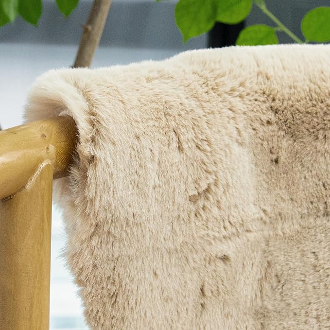 Camel Plush Shag Faux Rabbit Washable Fuzzy Fur Rugs - Image 4