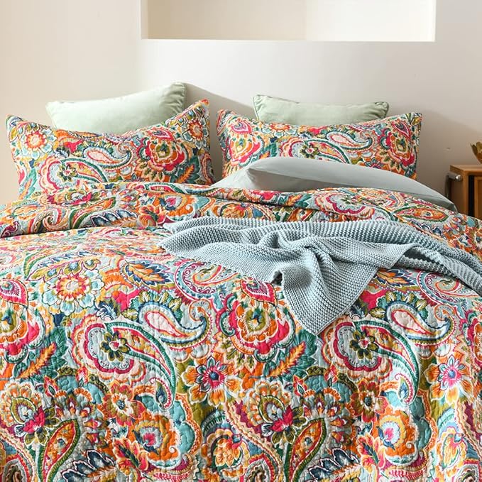 Cotton Bedspread Quilt Sets, Reversible Bedding Coverlet Sets Comforter - Image 2