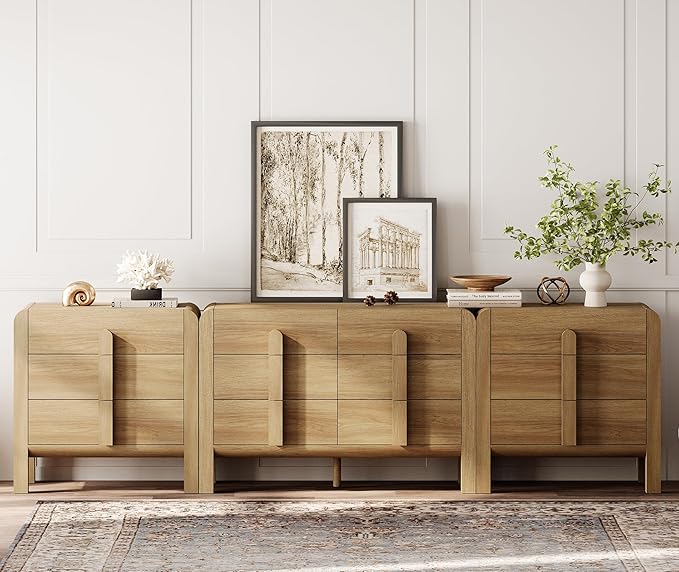 WAMPAT 3 Piece Bedroom Dresser Set, 110.2" Wide 12 Drawers Wood Dresser - Image 3