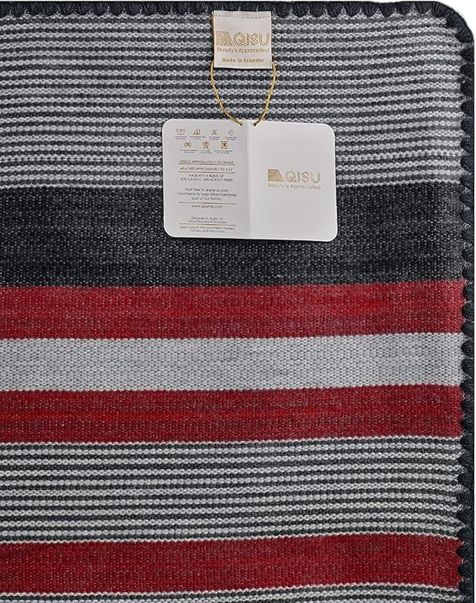 Qisu Alpaca Wool Blanket Throw | Queen, Stripes | 85 x 65 inches | Ultra-Soft - Image 3