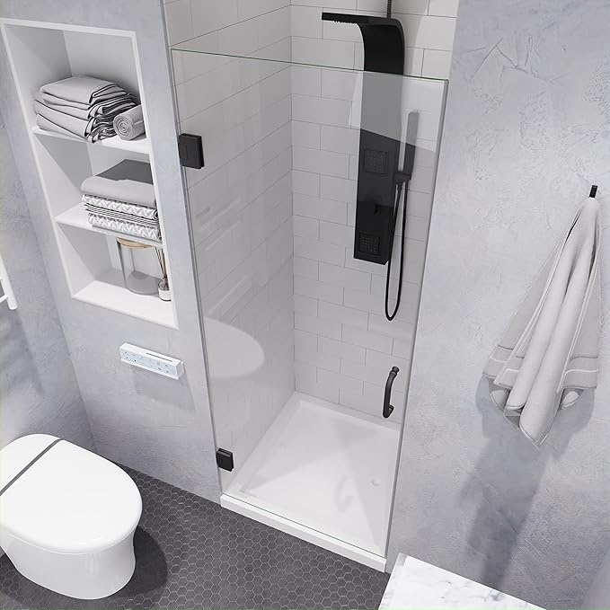 ANZZI 70" x 24" Frameless Shower Door in Gun Metal Black, Passion Water - Image 4