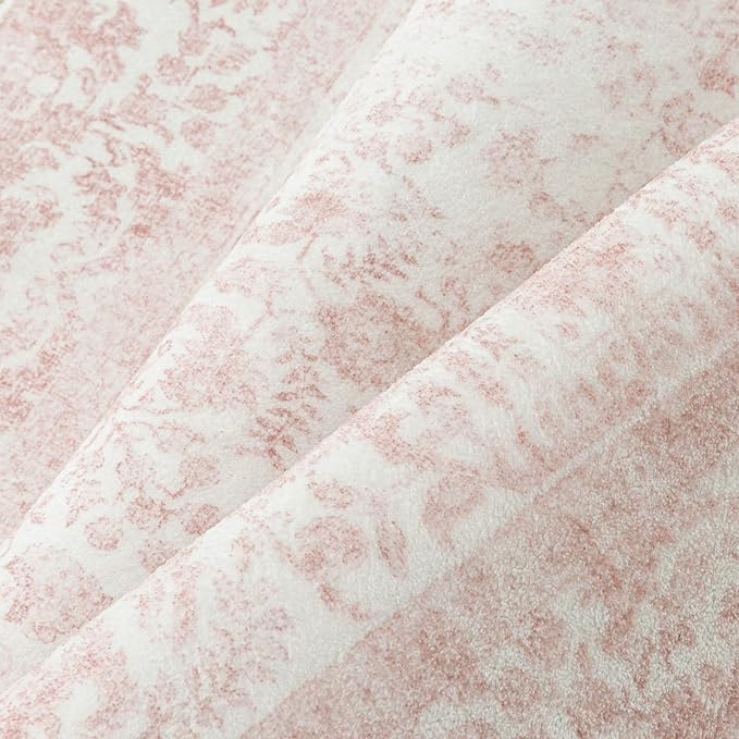 Pink Entryway Area Rug 2x3 Door Mat Machine Washable Kitchen Vintage Distressed - Image 7