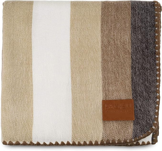 QISU Alpaca Wool Blanket Throw | Large, Stripes | 85 x 65 inches | Ultra-Soft by QISU