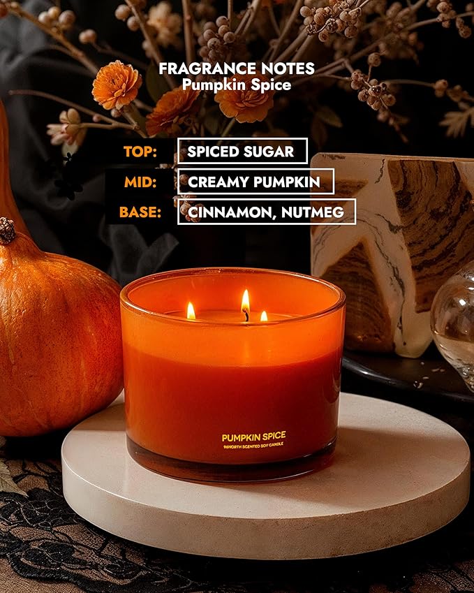 96NORTH Luxury Pumpkin Soy Candle | Large 3 Wick Jar Candle | Halloween & Fall - Image 4